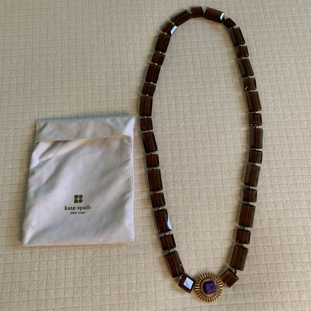 Kate Spade faceted smoky acrylic long necklace - Picture 10 of 13